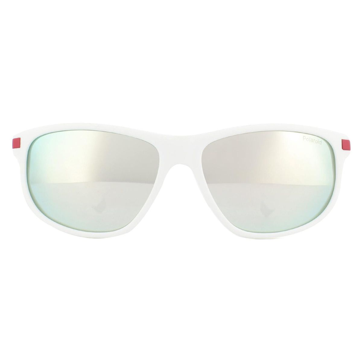 Weiße Wrap-Sonnenbrille mit verspiegelten Gläsern