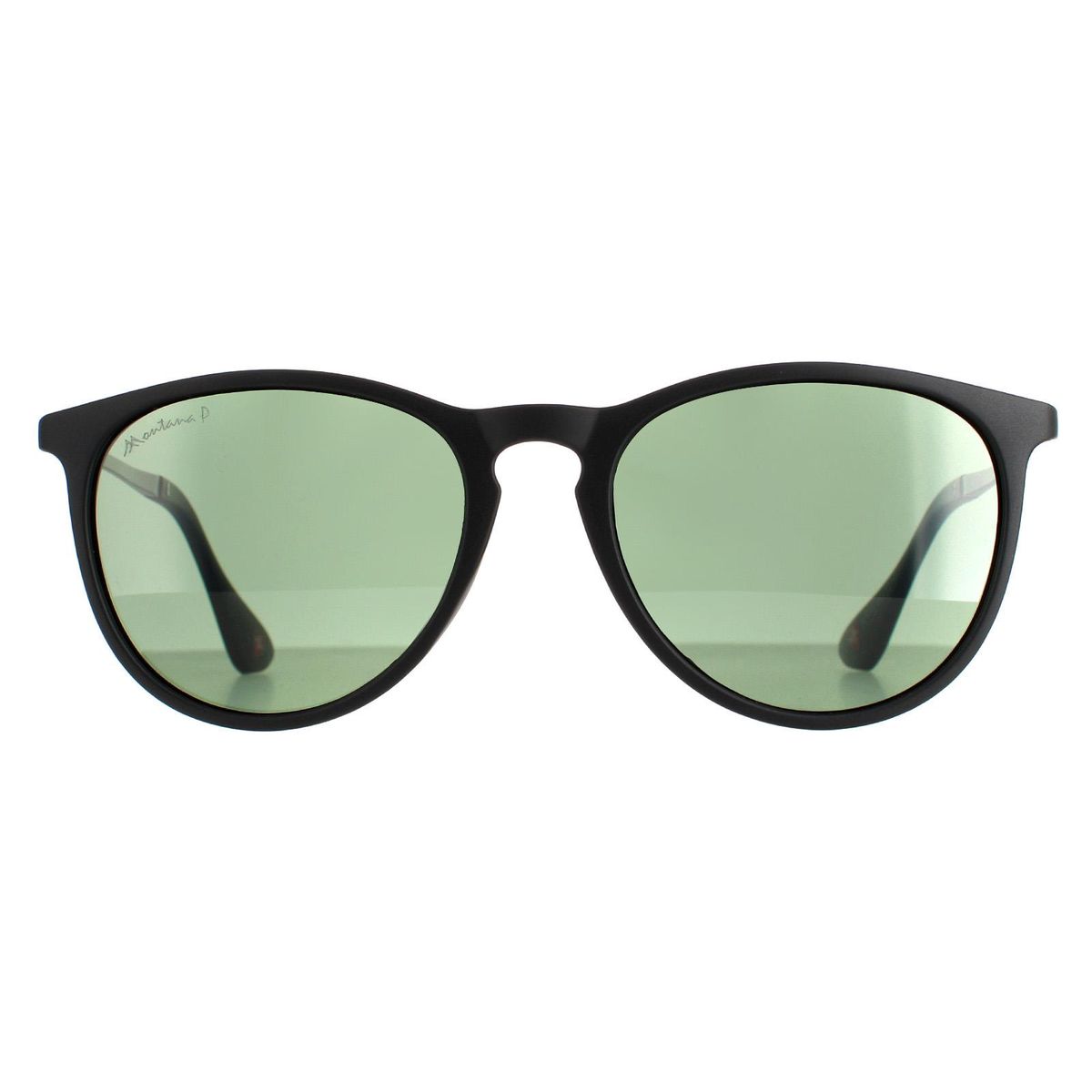 Runde Sonnenbrille mit polarisierten grünen Gläsern
