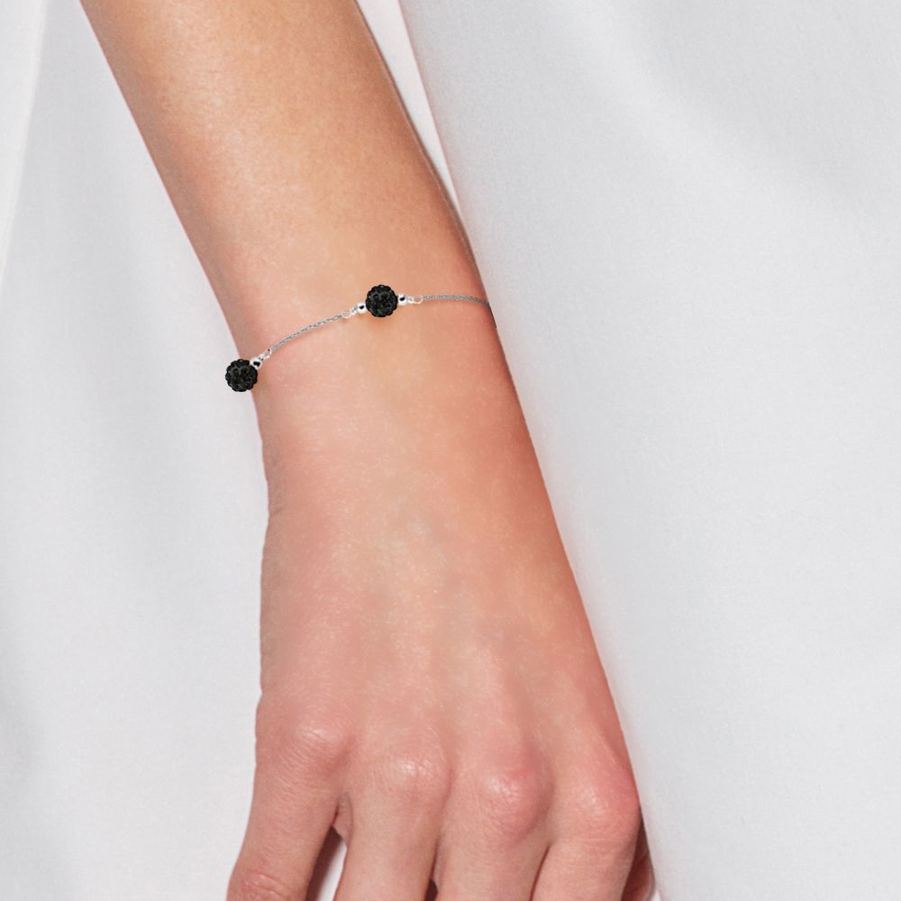 Funkelndes Trilogie-Armband mit schwarzen Kristallen