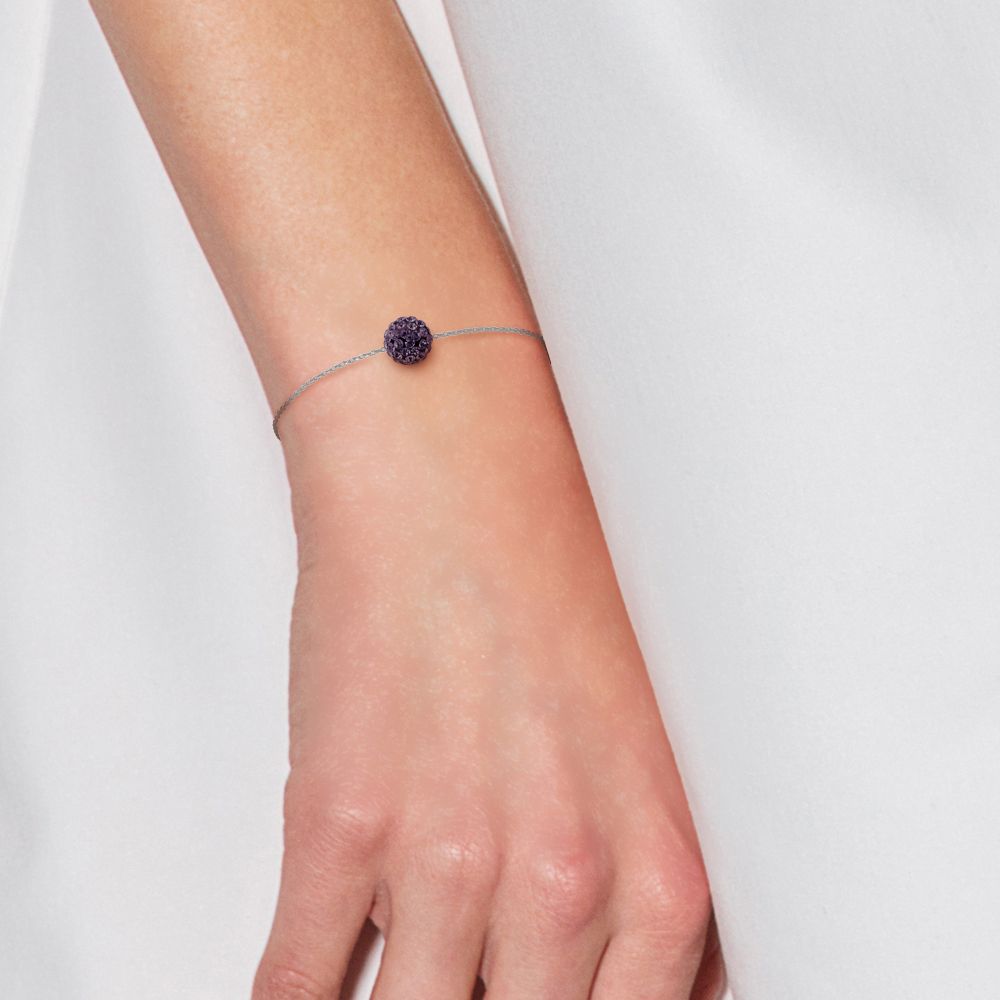Zierliches Kettenarmband mit Kristall-Pave-Kugel