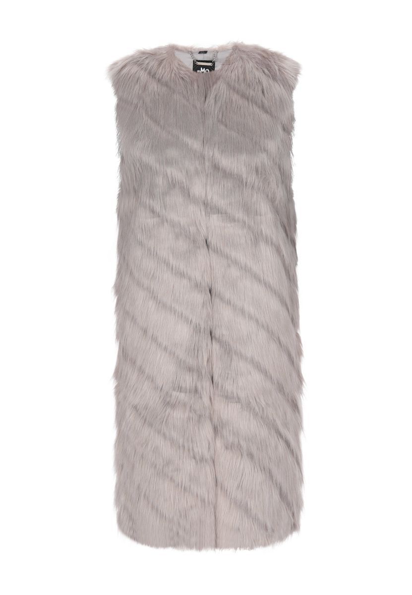 Ärmellose lange Weste aus Kunstfell