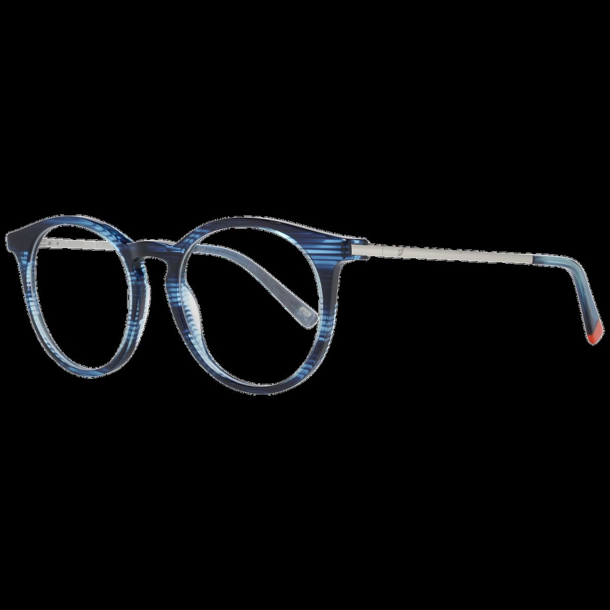 Runde Blaue Gestreifte Vollrandbrille