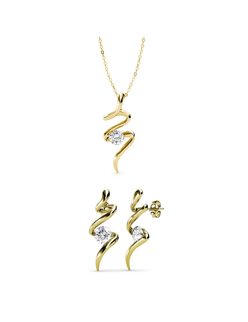 Goldfarbenes Kristall-Spiral-Schmuckset