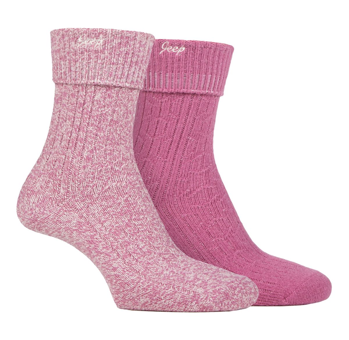 Ladies Turn Cuff Socks | Jeep | Walking Boot Socks Women, Komfortable Performance Polyester Socken - Cerise / Cream