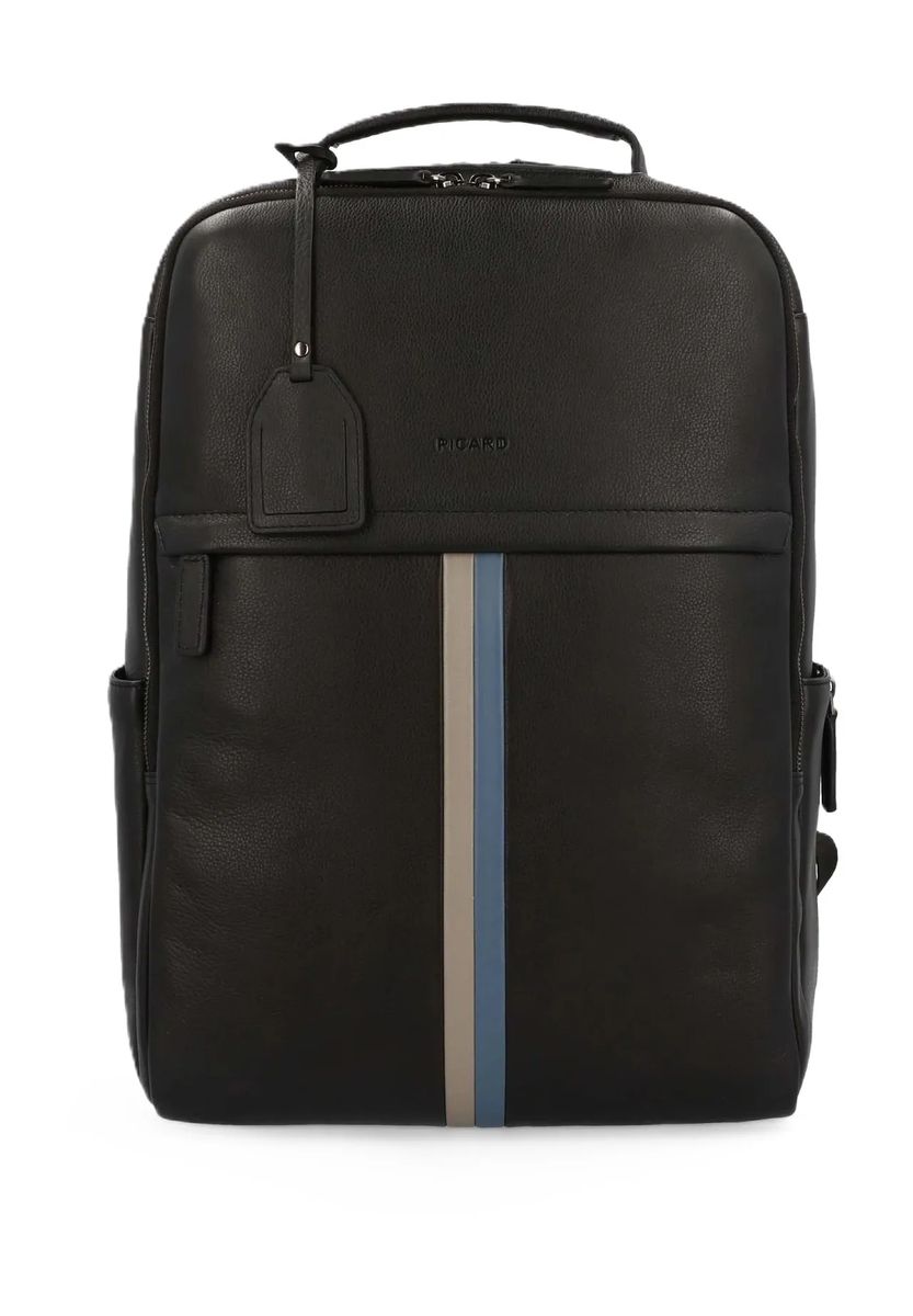 PICARD Laptoprucksack, Rindsleder, Anhänger, schwarz, 99