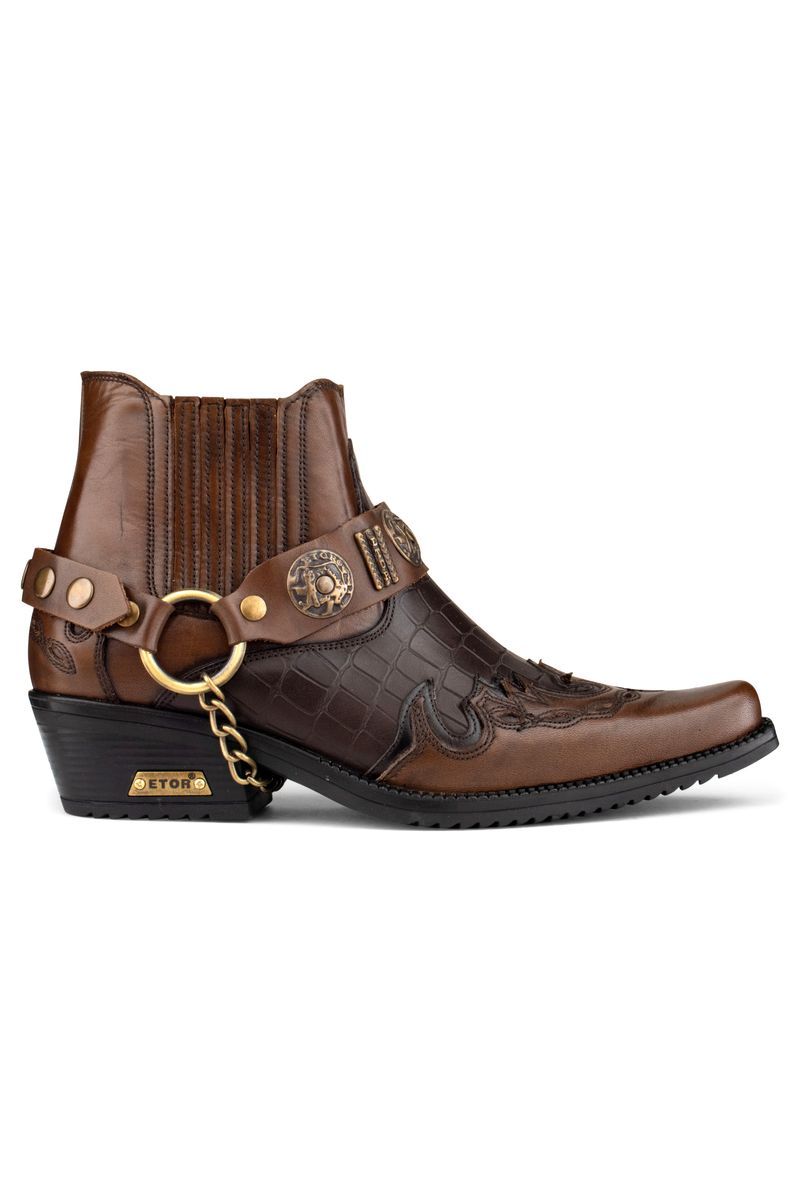 Zweifarbige Herren Biker Stiefeletten aus Leder