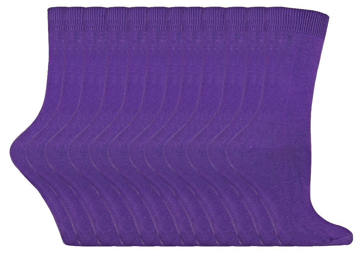 Sock Snob - 12 Paires Femme Chaussettes Coton Coloré | Chaussettes Unies - Violet