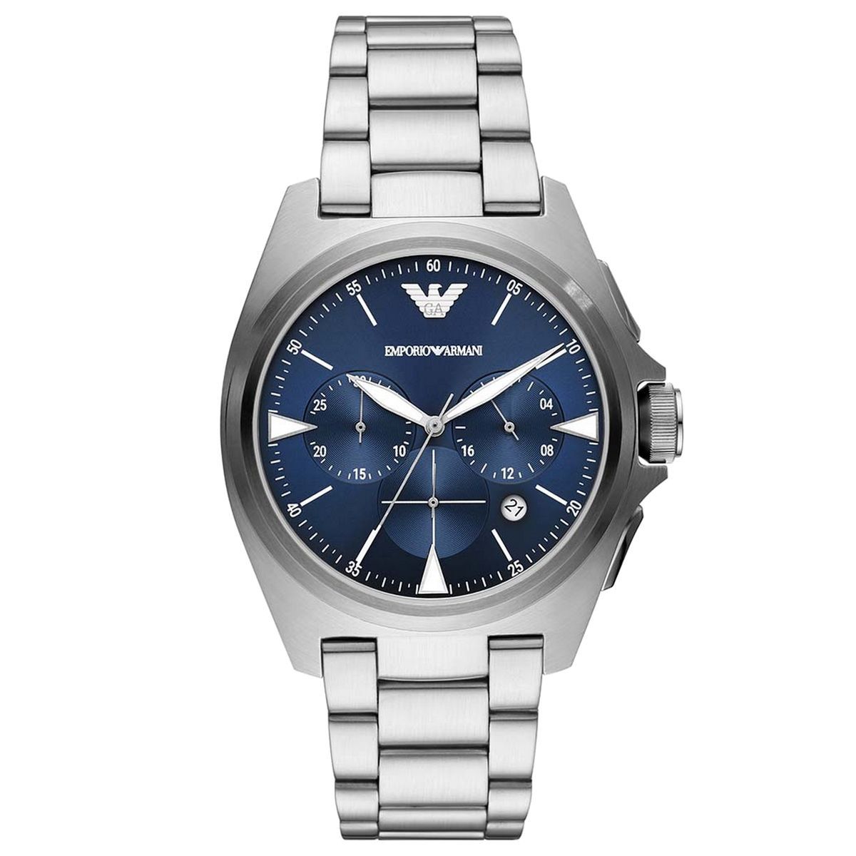 Herrenuhr mit blauem Zifferblatt aus Edelstahl