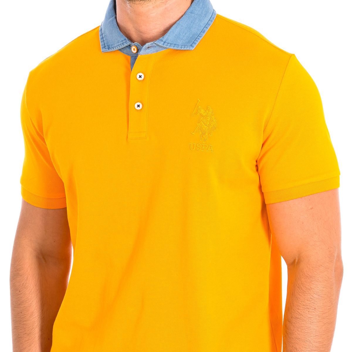 Kurzarm-Polo mit Kragen in Denim-Optik
