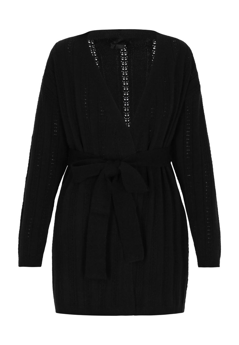 Offene Strickjacke mit Gürtel