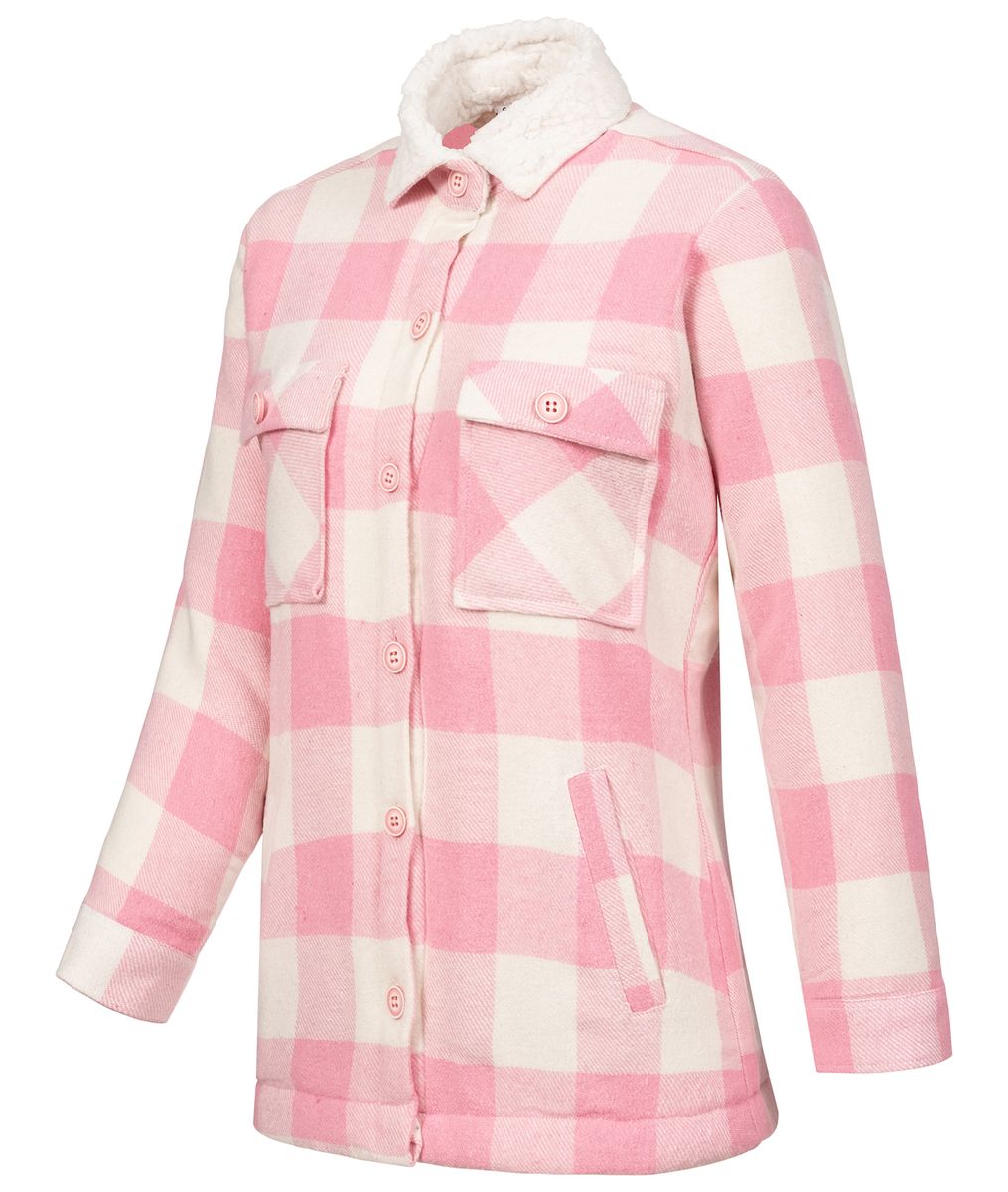 Karierte Flanelljacke mit Teddyfell-Kragen