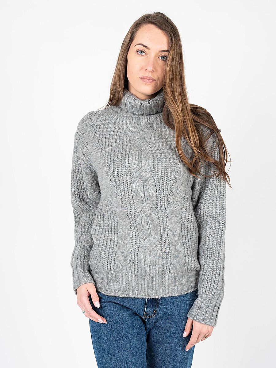Zopfmuster-Rollkragenpullover