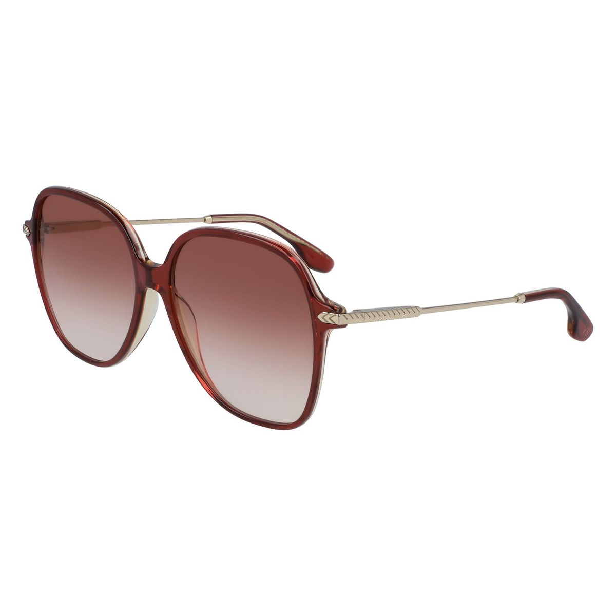 Burgunderfarbene übergroße Sonnenbrille mit Metallbügeln