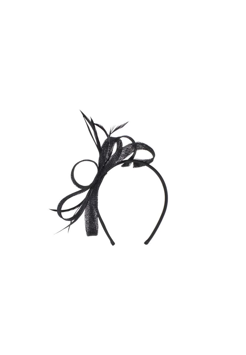 SEEBERGER Sinamay Haarreif mit Federn 54303-0, 10 BLACK, 99