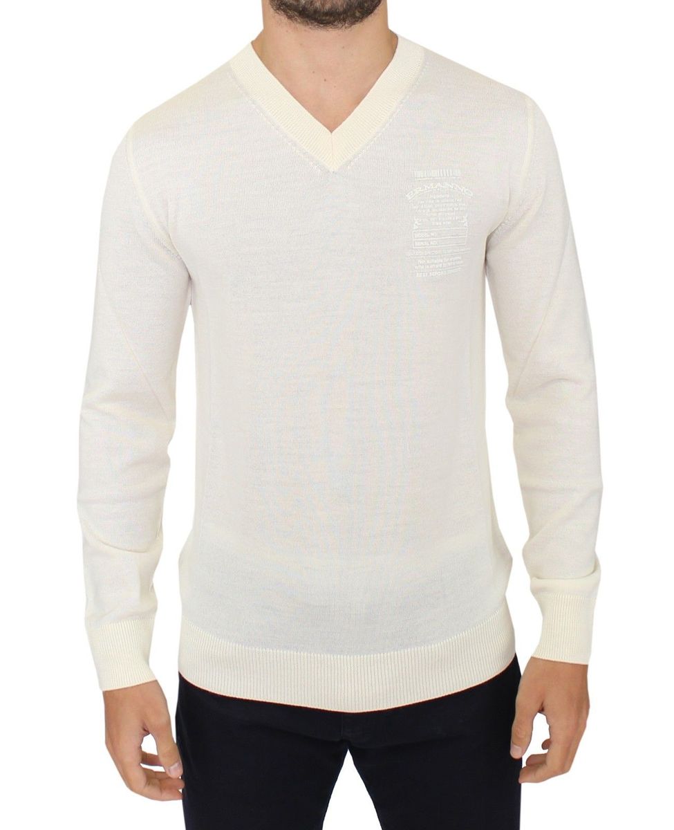 Herren V-Ausschnitt Wollmischpullover
