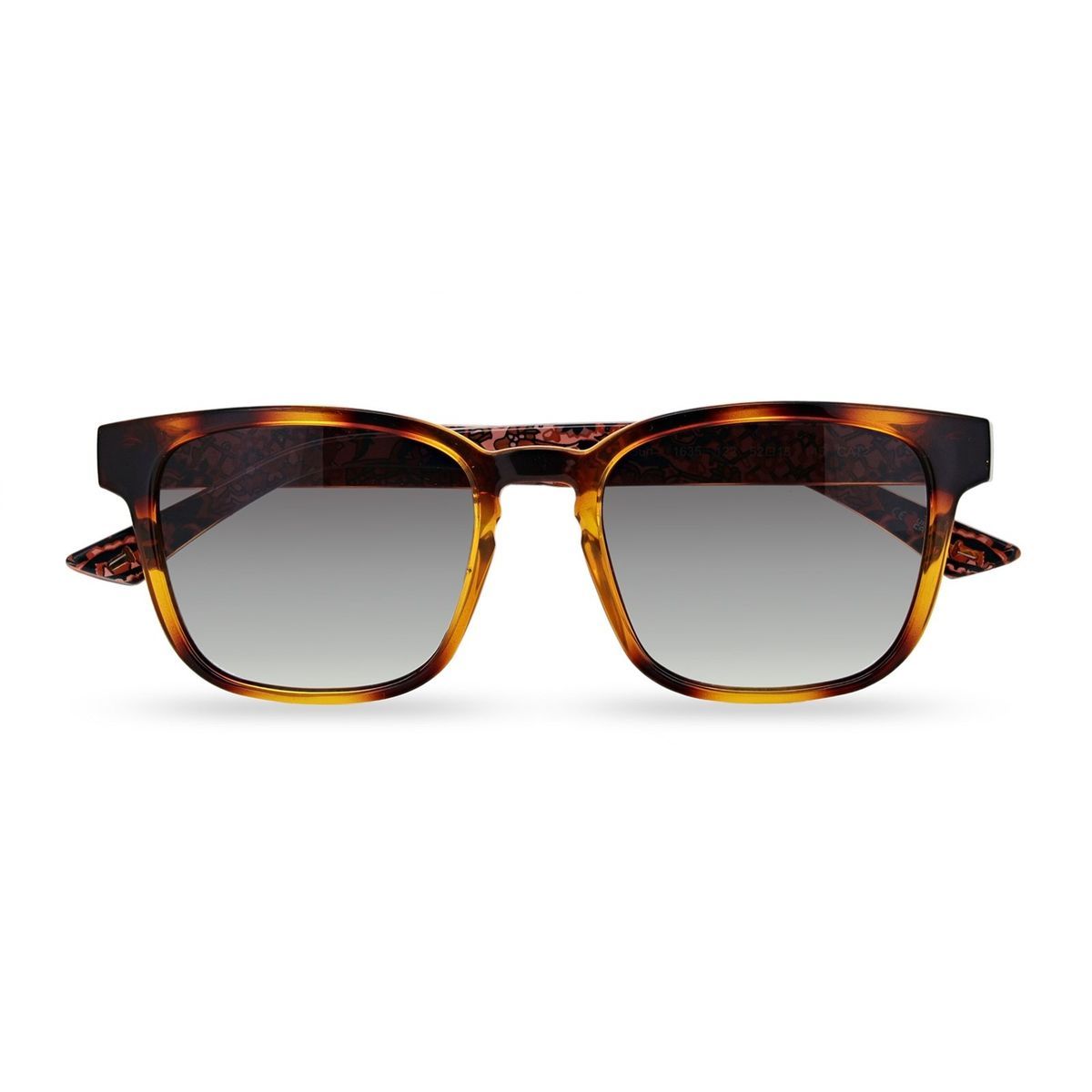 Rechteckige Schildpatt Sonnenbrille Grau Verlauf