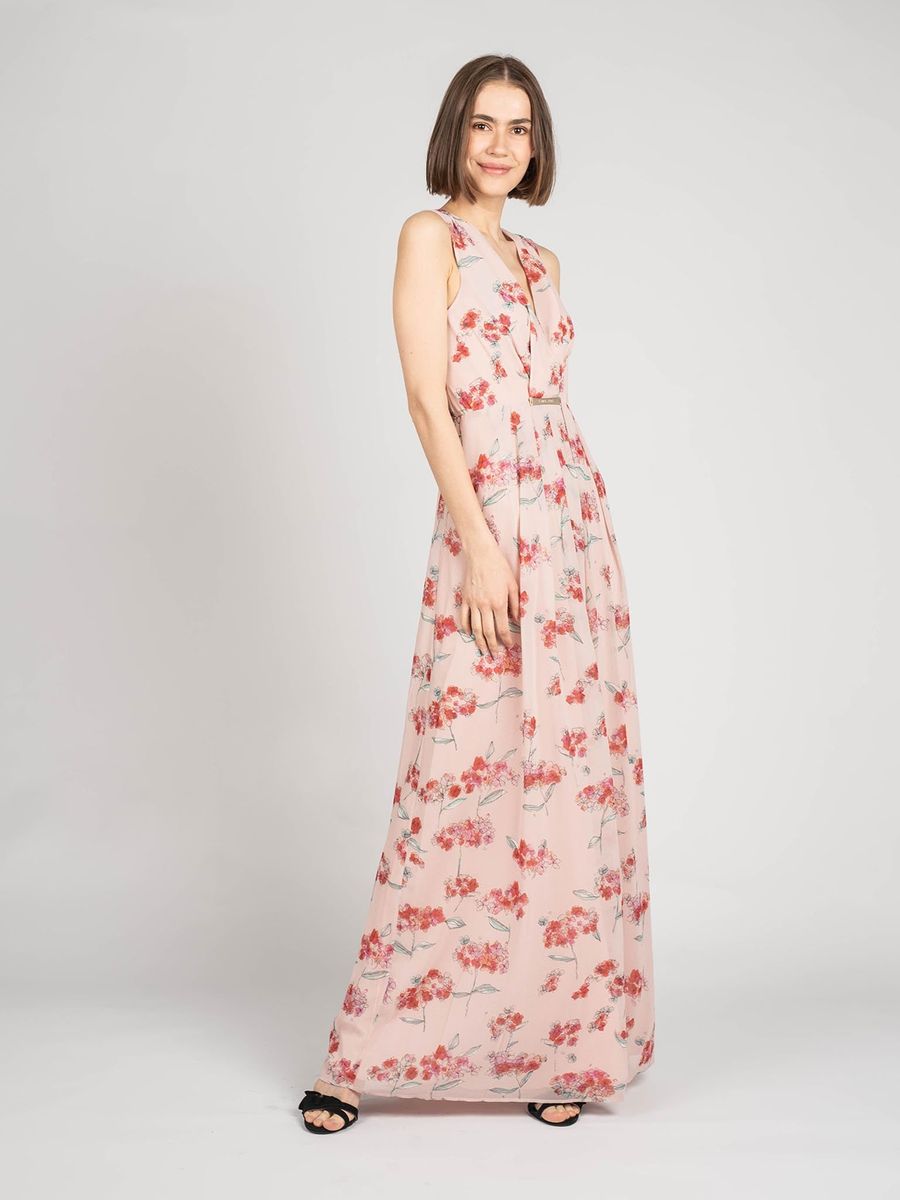 Ärmelloses Maxikleid mit Blumenmuster