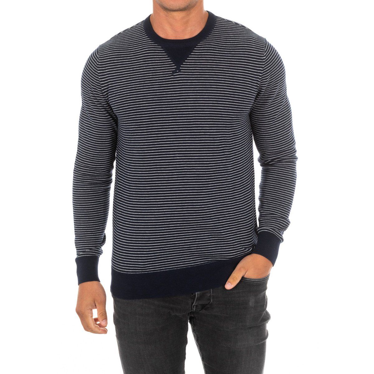 Gestreifter Pullover mit Rundhalsausschnitt