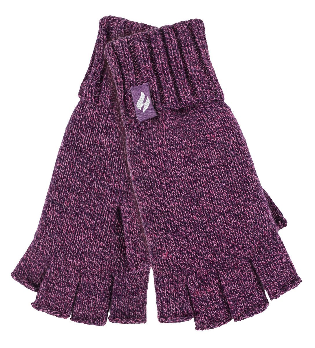 Solide gestrickte fingerlose Damenhandschuhe | WÄRMEHALTER | Lila Twist