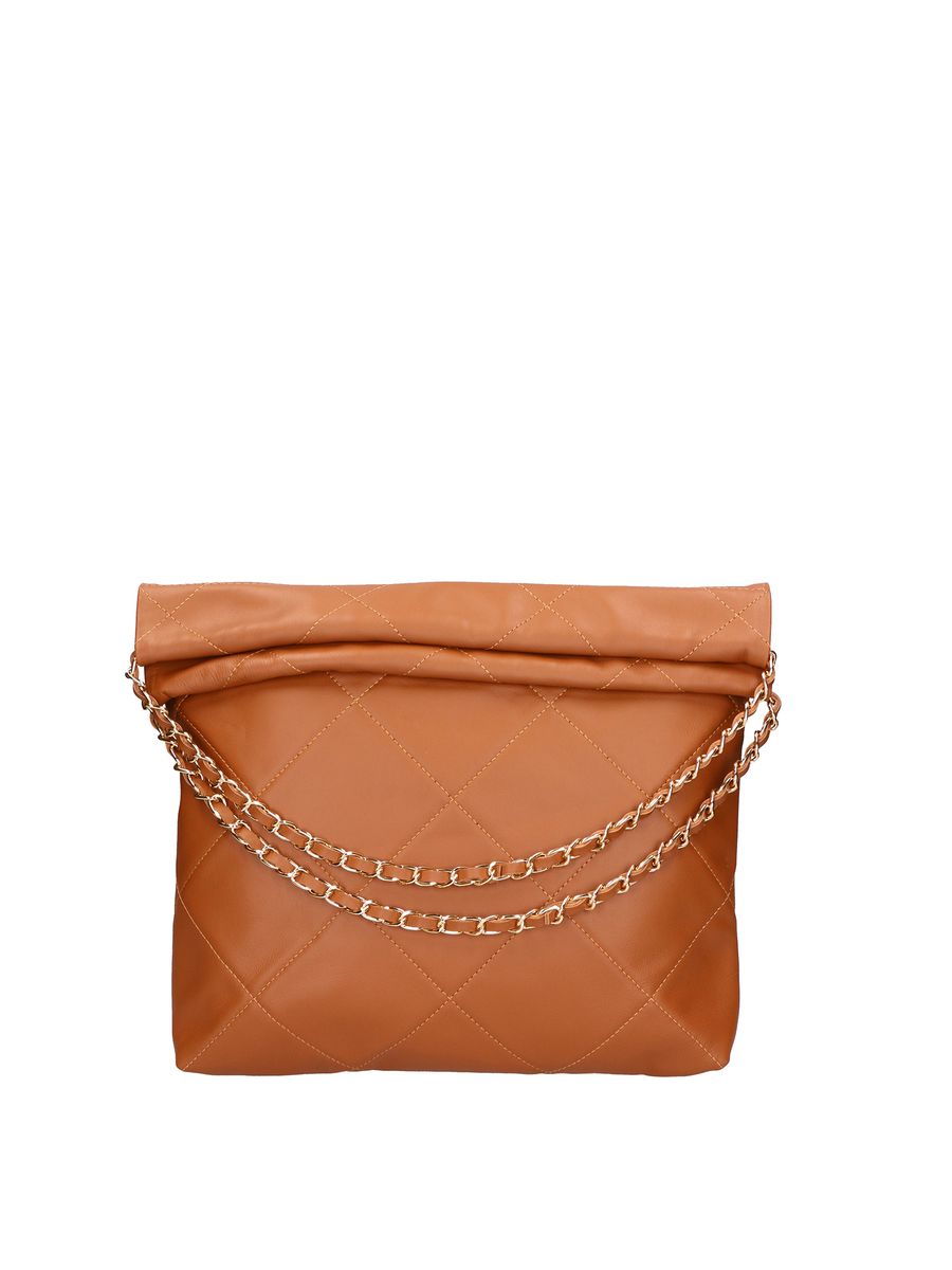 Gesteppte Ledertasche mit Kette