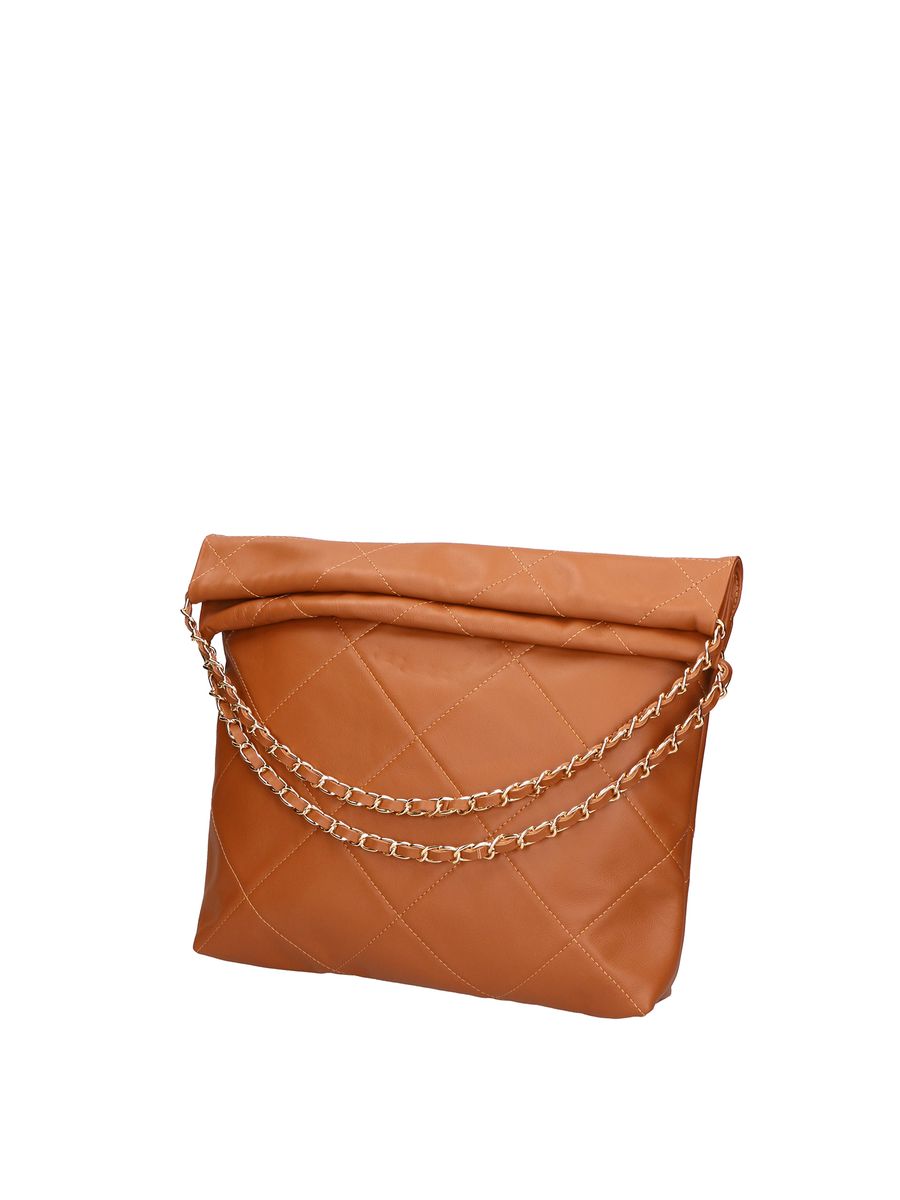 Gesteppte Leder-Schultertasche mit Ketten
