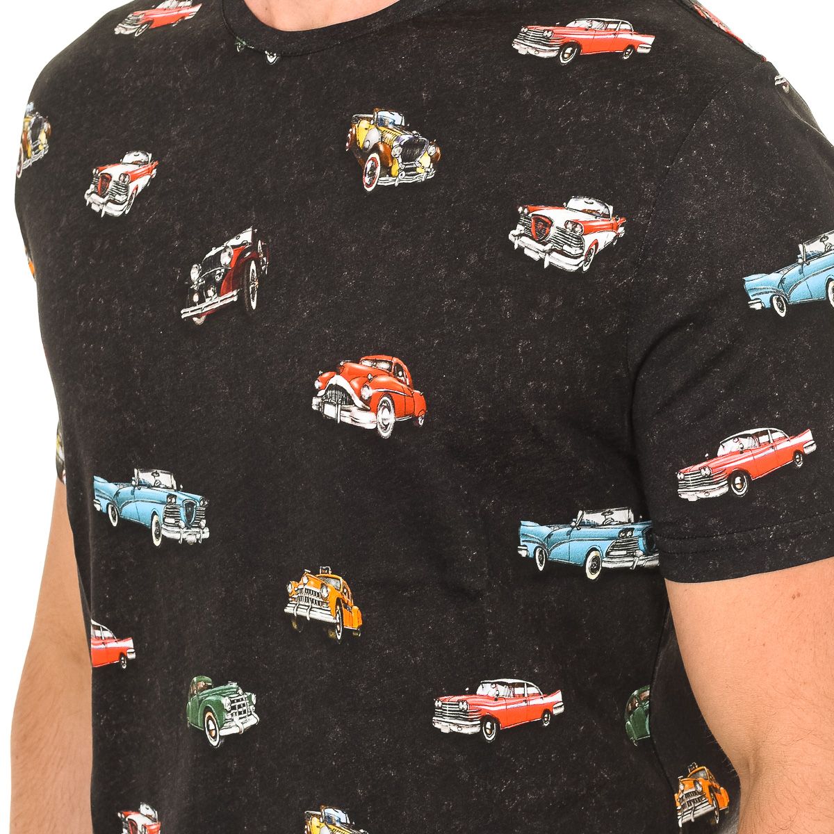 Grafik-T-Shirt mit Retro-Auto-Print