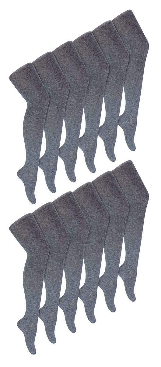 12 Paar Multipack Mädchen Schuluniform Strumpfhosen | Sock Snob | Weiche & bequeme einfache undurchsichtige Strumpfhosen für Kinder - Grau