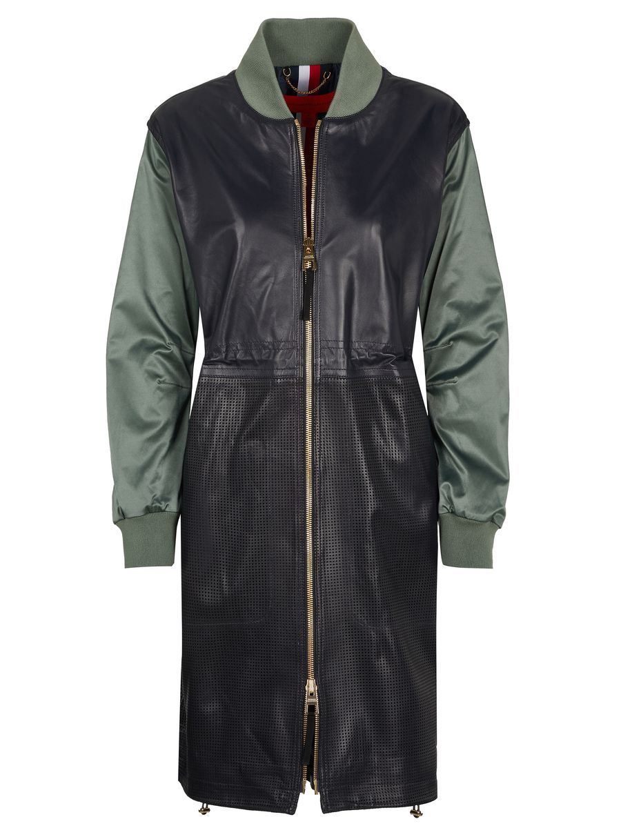 Trenchcoat im Leder-Bomberjacken-Stil