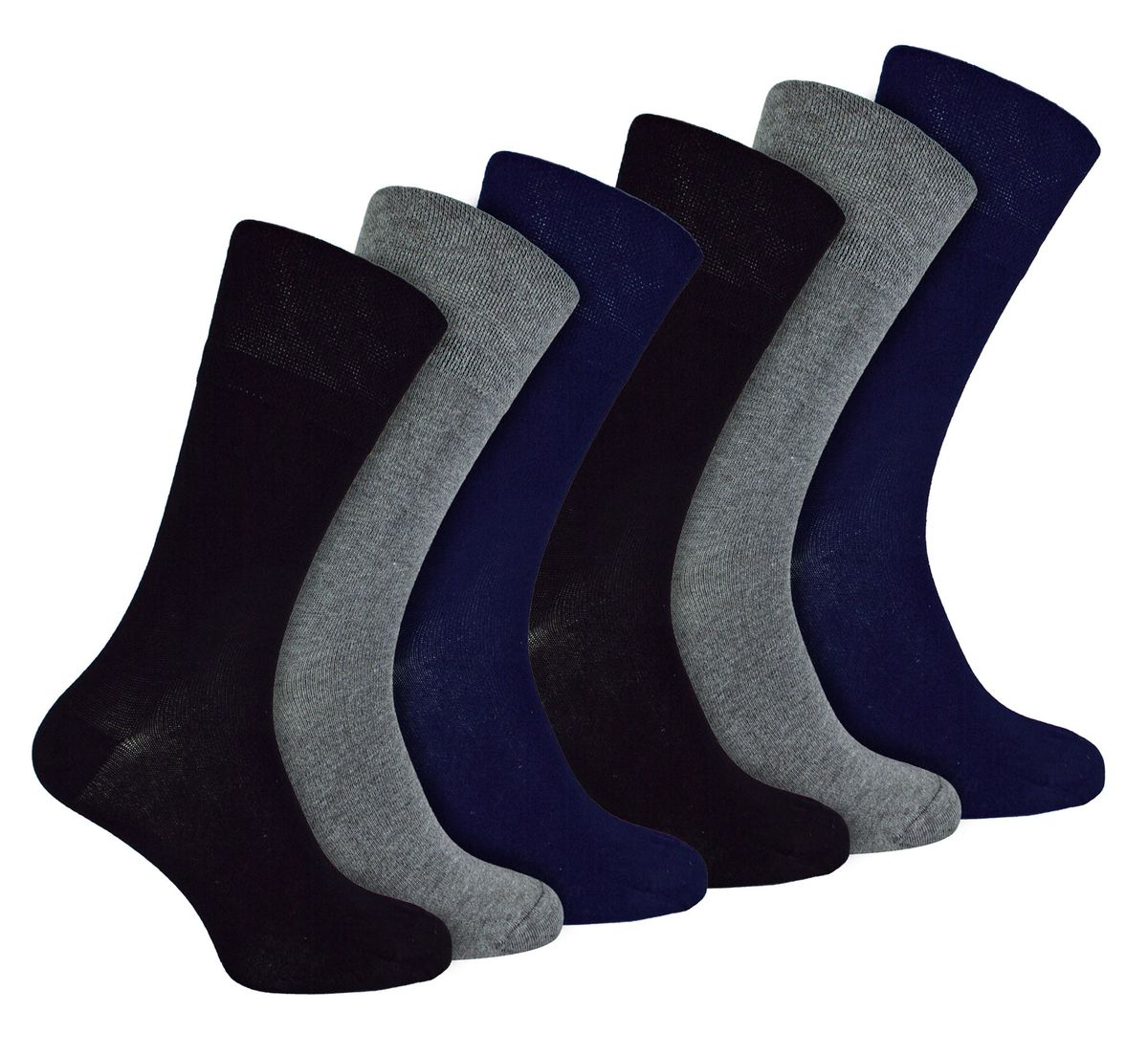 IOMI - 6 Pack Herren Diabetiker Bambus Socken | Extra breite nahtlose lockere nicht elastische Socken - BNG