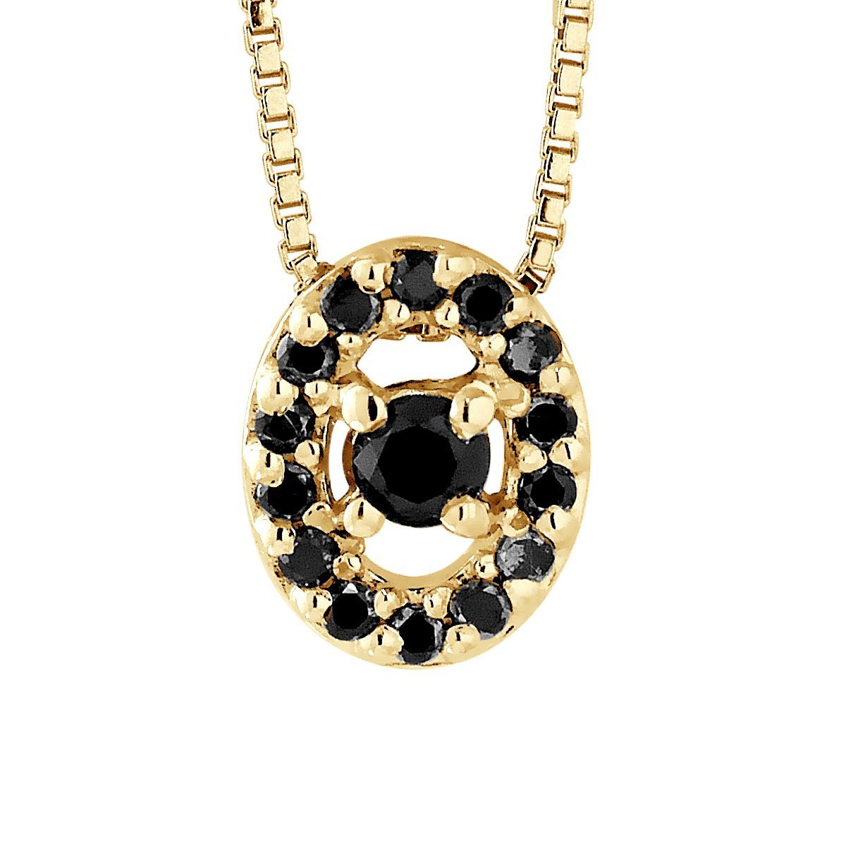 Schwarze Diamant-Halskette mit ovalem Anhänger