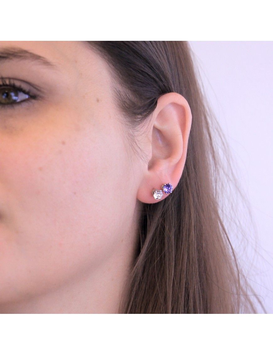Runde Amethyst Geburtsstein Ohrstecker
