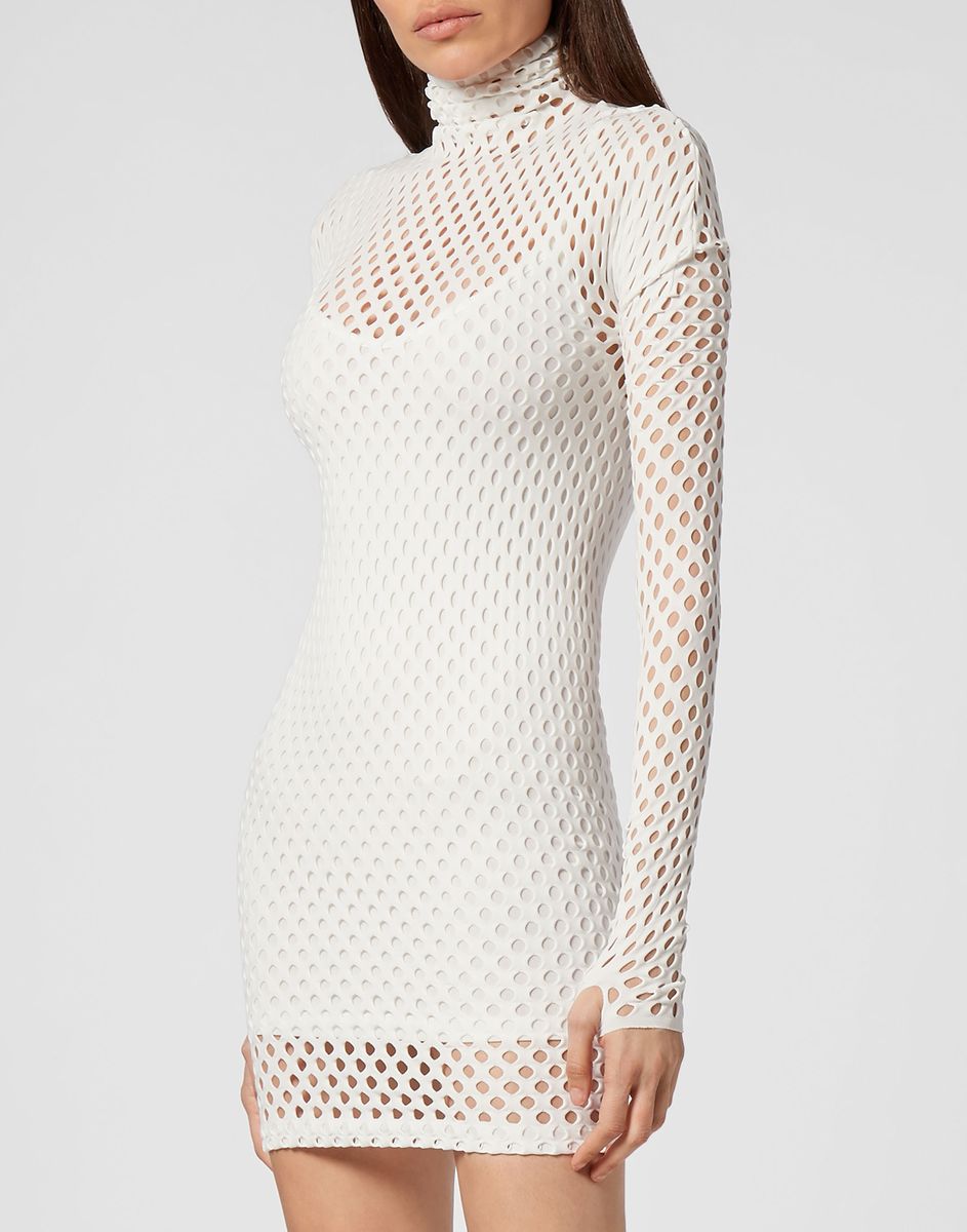Mesh Langarm Minikleid