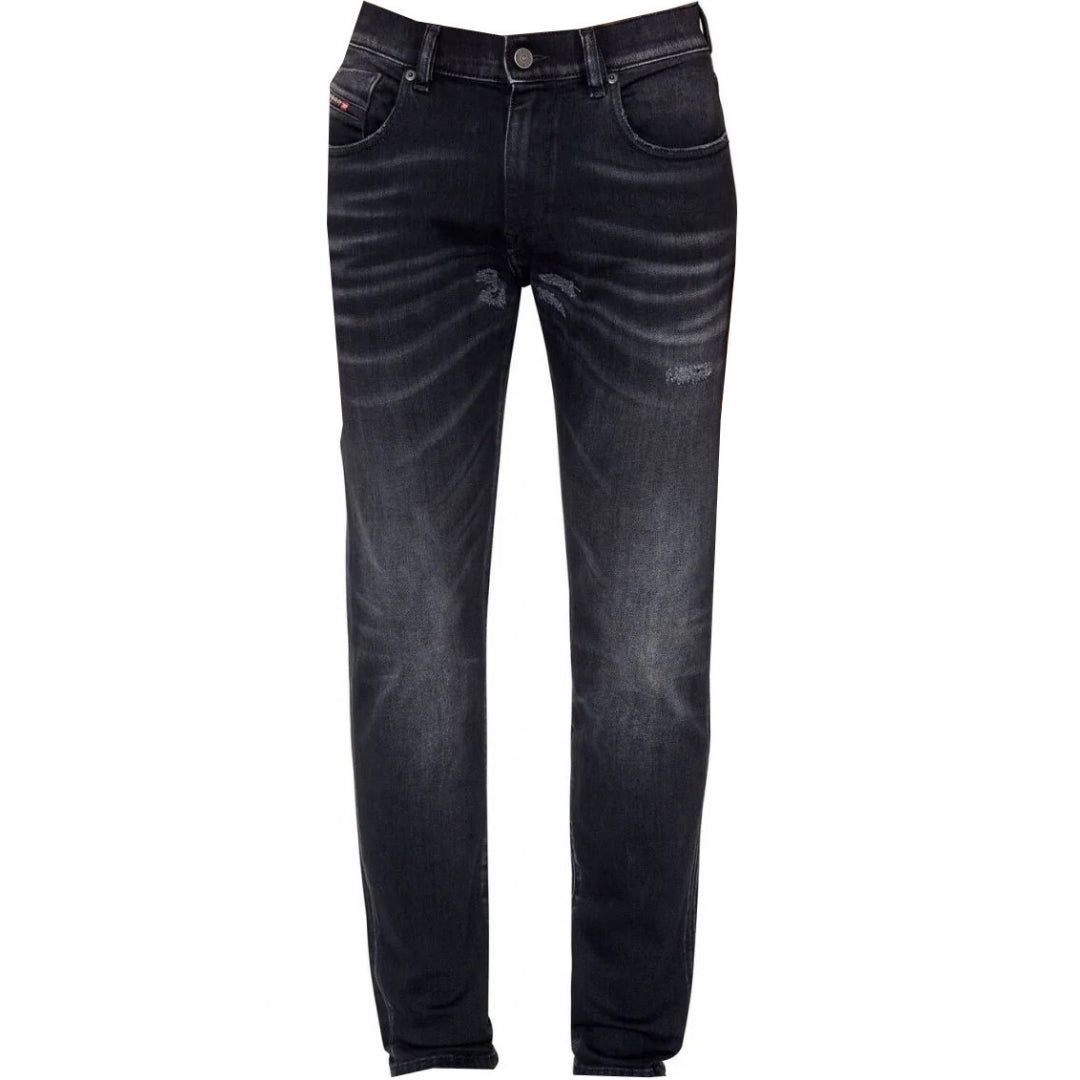 Schwarze Slim-Fit-Jeans im Used-Look