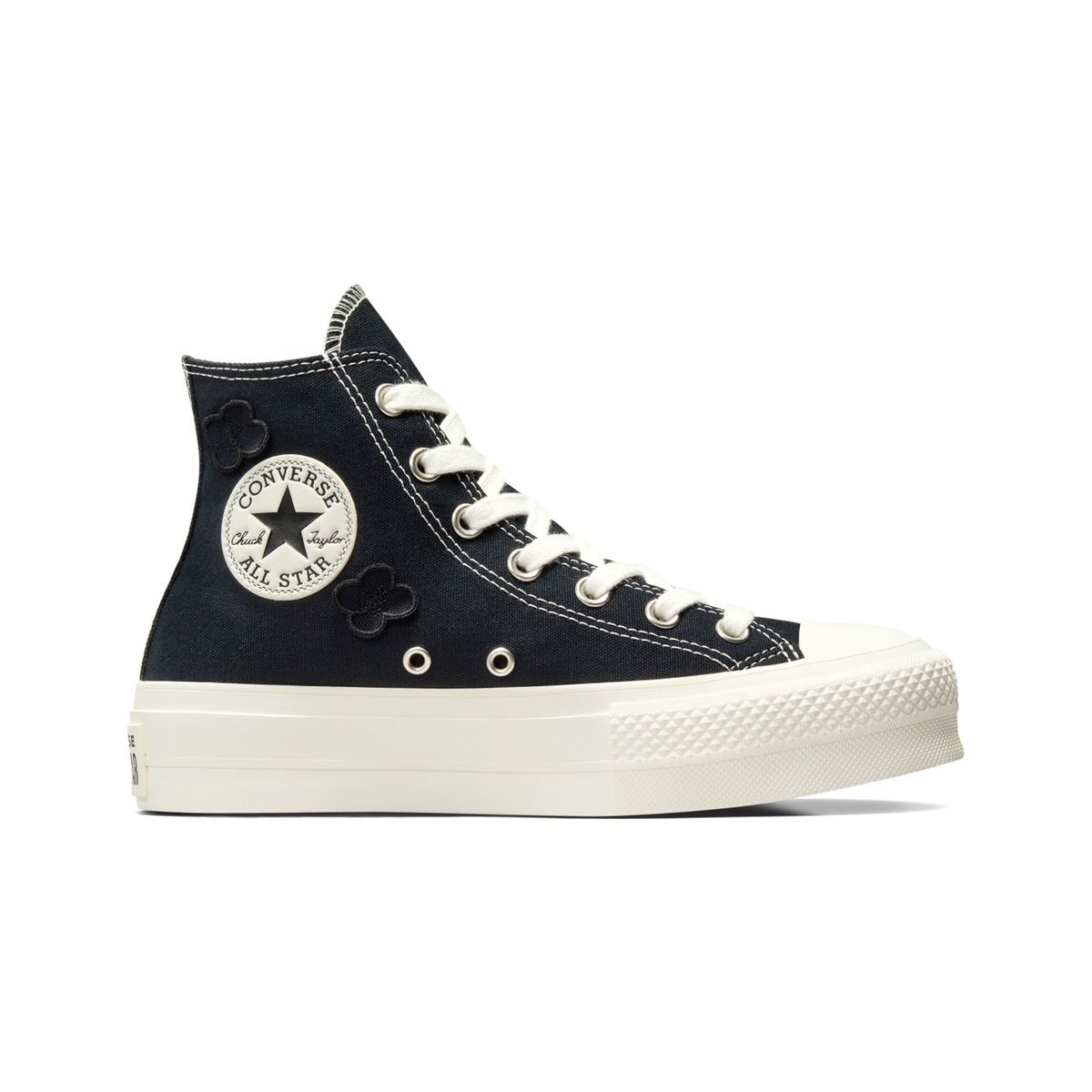 High-Top Plateau-Sneakers mit Blumendetail