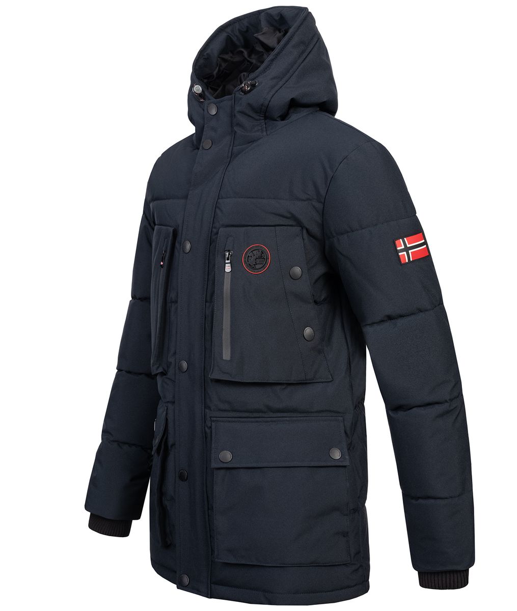 Warme gesteppte Winterjacke mit Kapuze