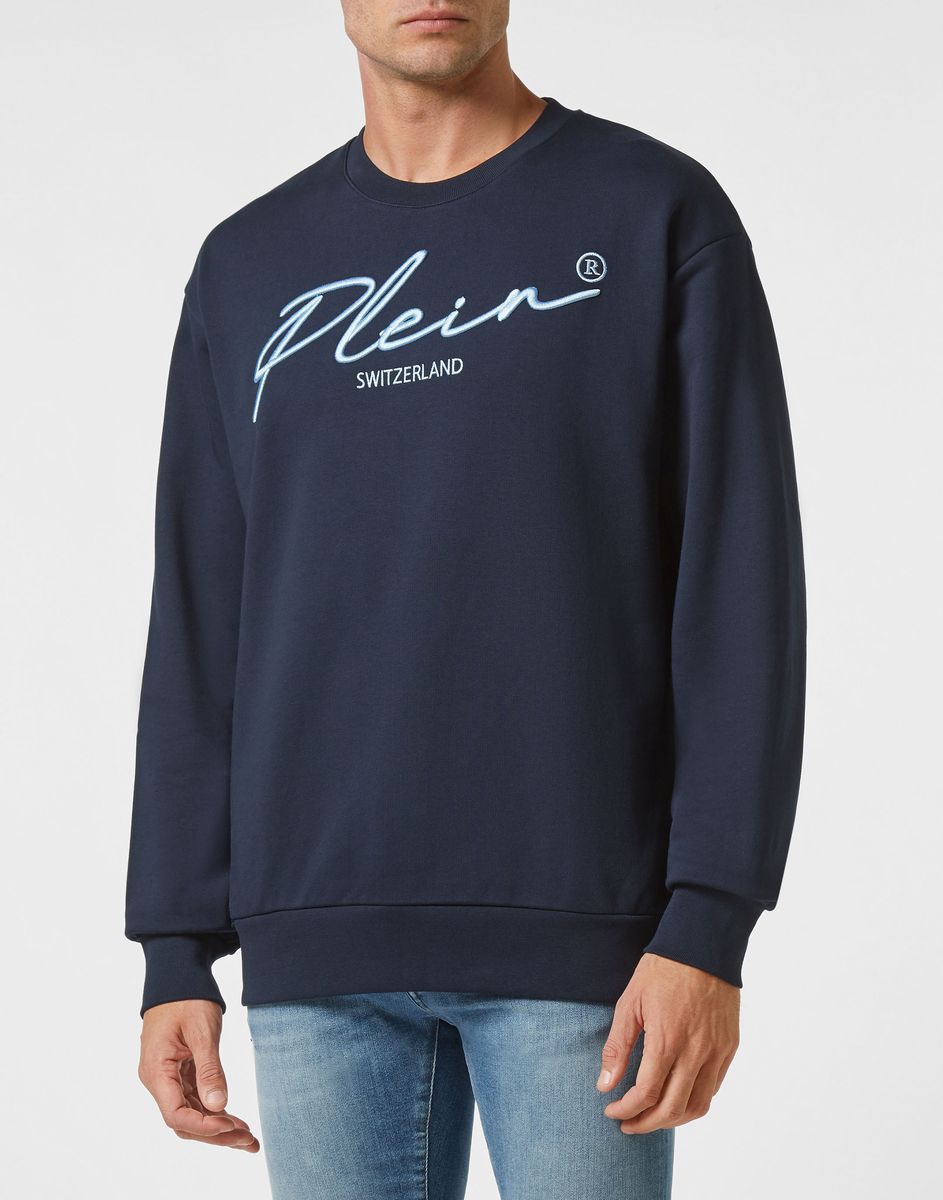 Signatur Besticktes Baumwollfleece-Sweatshirt