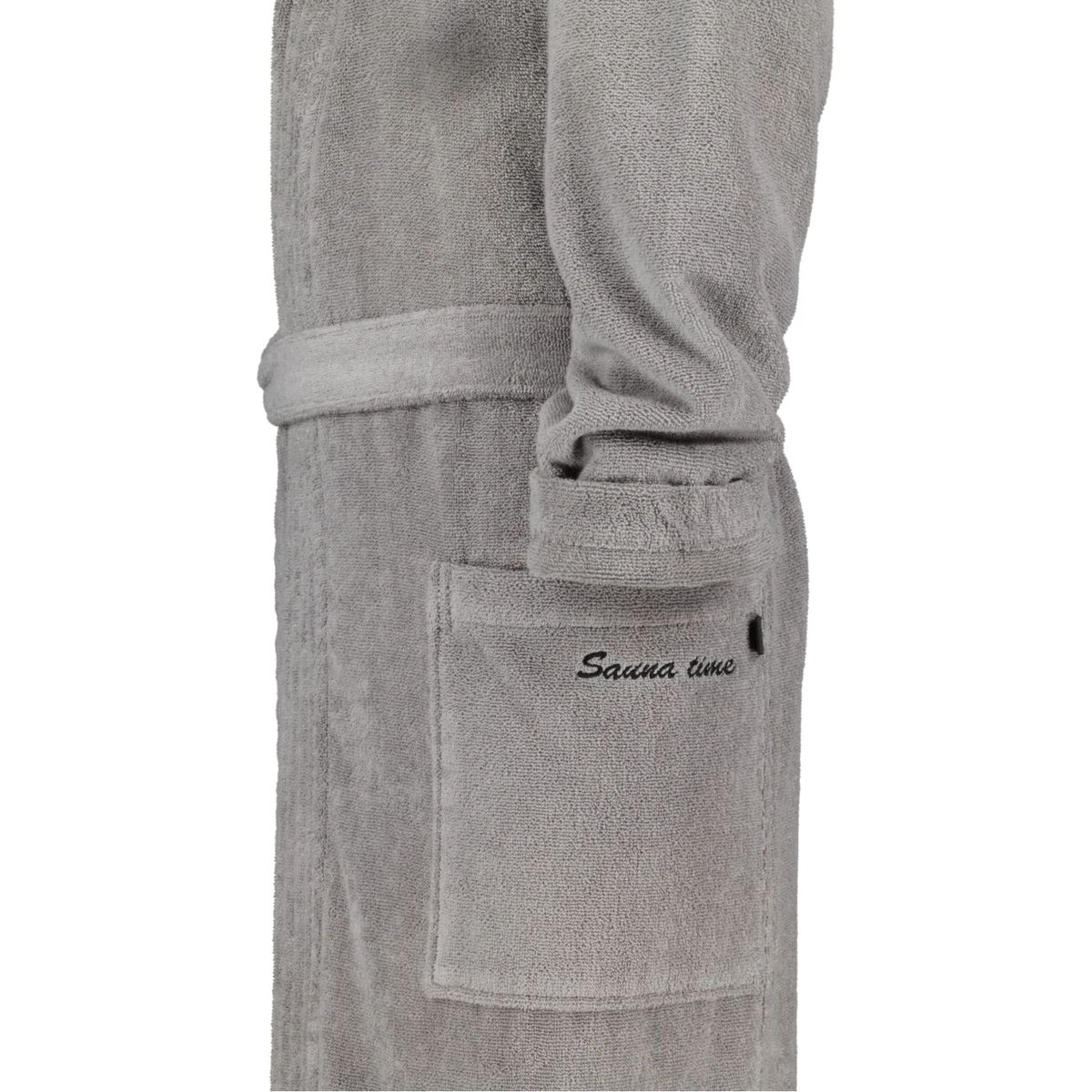 Cawö Bademantel "Sauna Time", Kapuze, für Herren, grau, XL