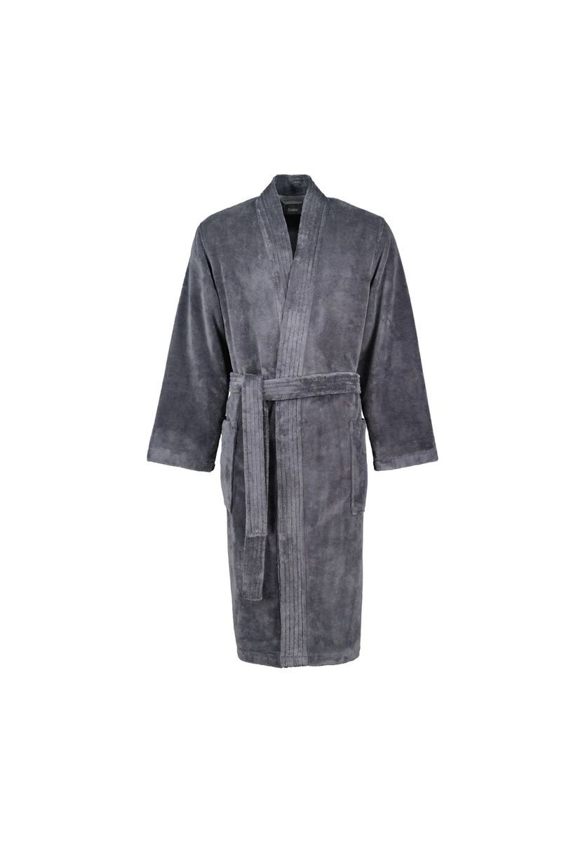 Cawö Bademantel, Bindegürtel, für Herren, grau, 46/48