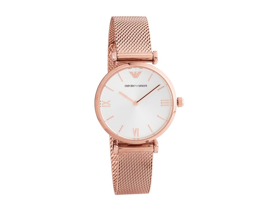 Roségoldene Mesh-Armbanduhr
