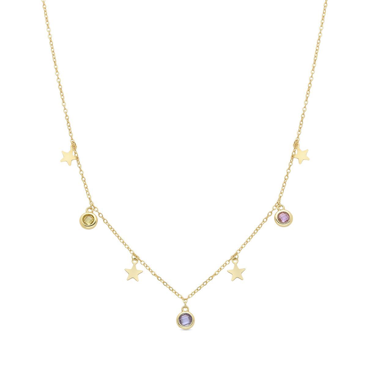 Goldplattierte Halskette mit Zirkonia-Anhängern