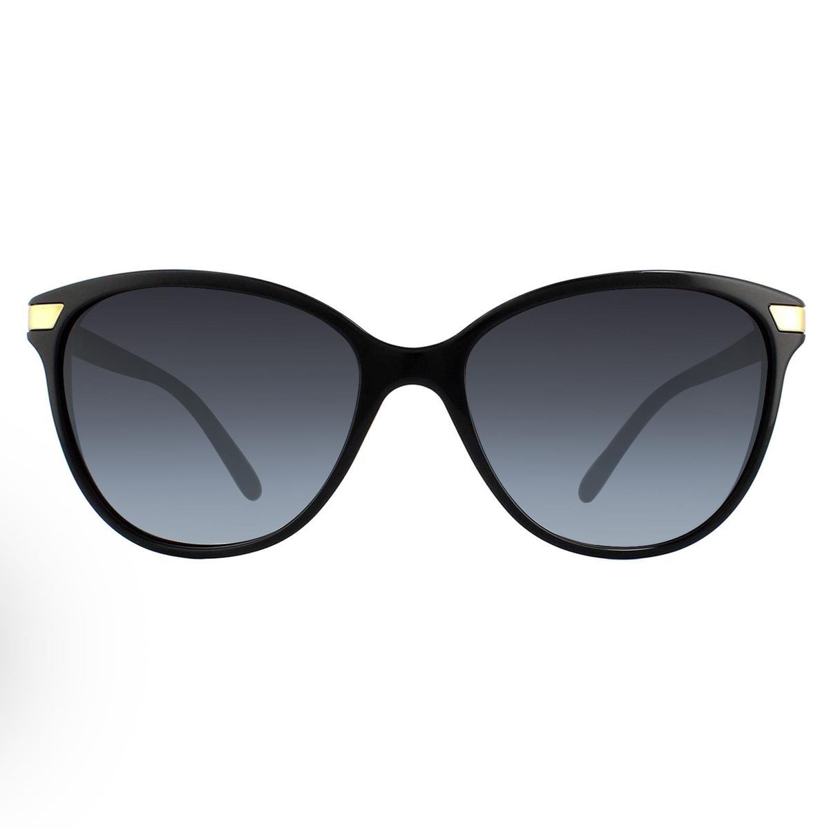 Schwarze Cat-Eye Sonnenbrille mit goldenen Details