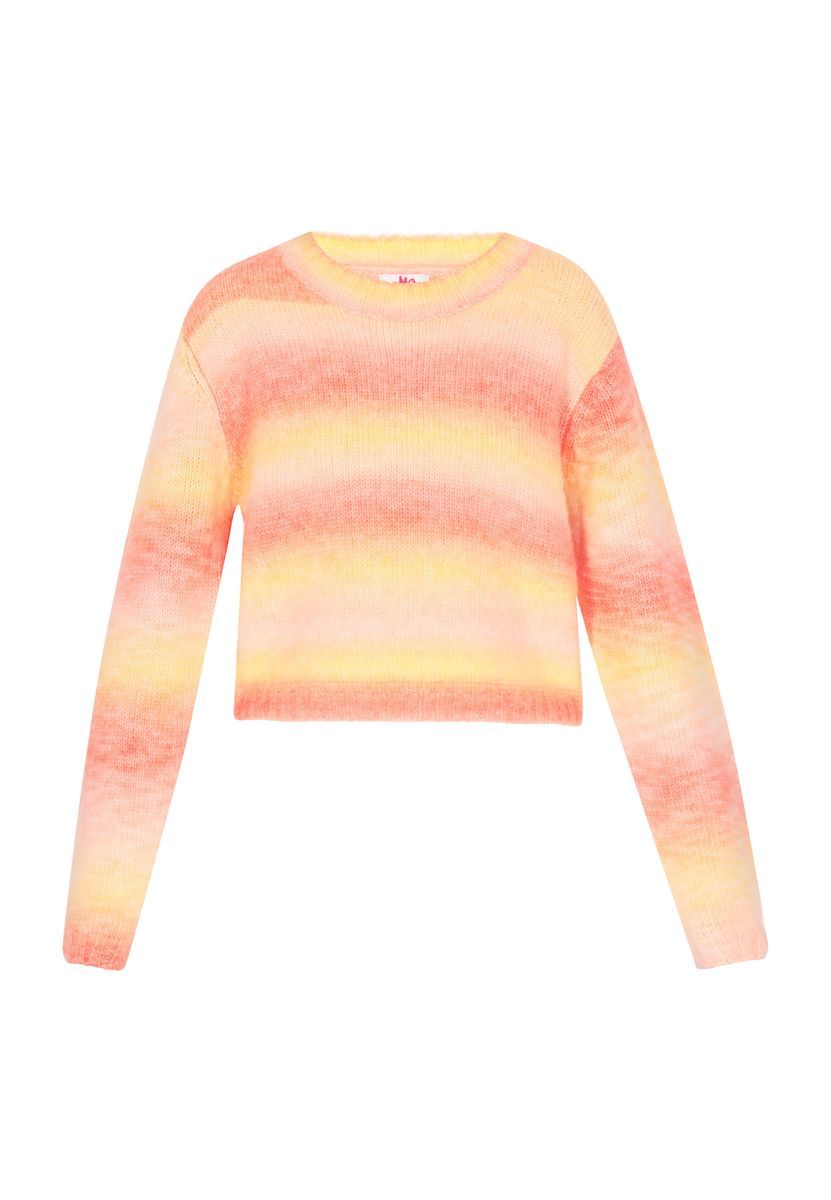 Gestreifter, kurzer Strickpullover mit Ombré-Effekt