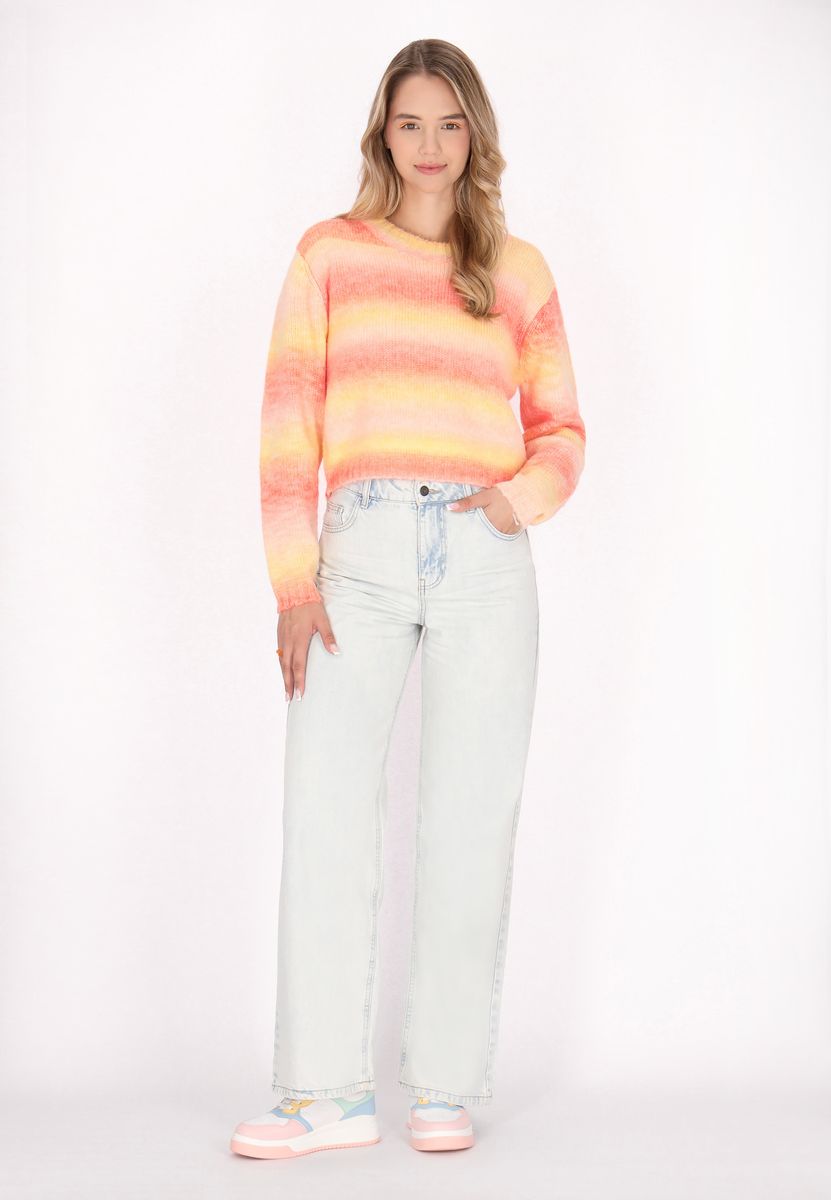 Kurzer Strickpullover mit Ombre-Streifen