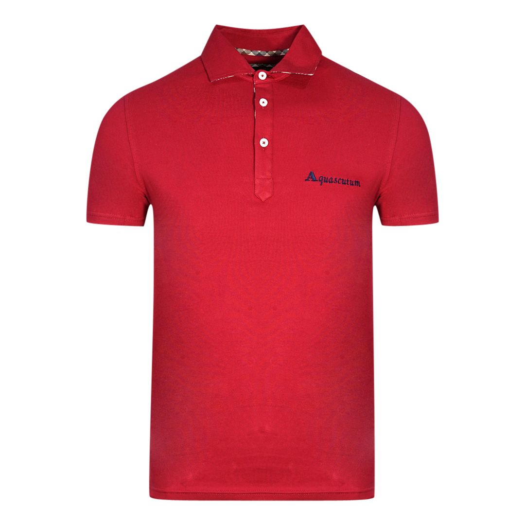 Rotes Poloshirt mit Unterschrift-Logo