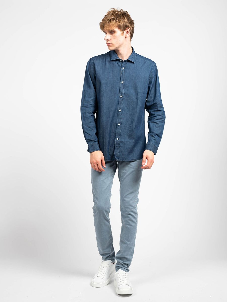 Hemd mit Struktur in Denim-Optik