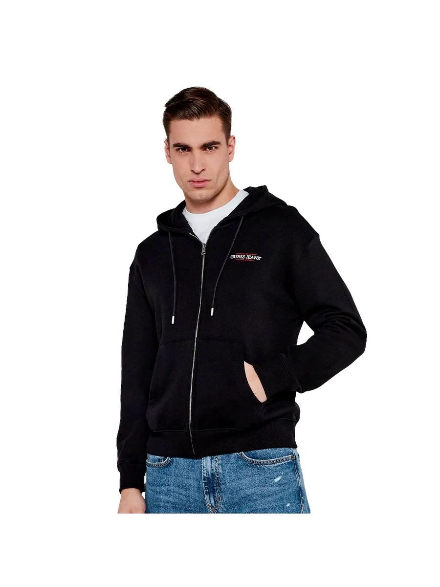 Herren Schwarzes Sweatshirt mit durchgehendem Reißverschluss