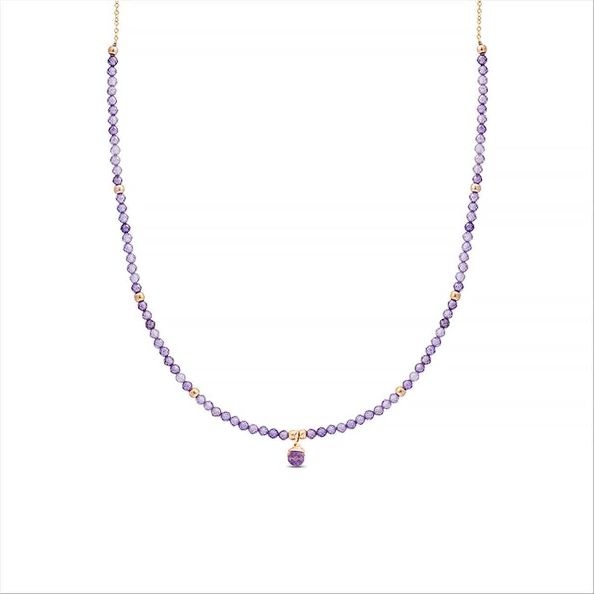 Zarte Amethyst-Perlenkette mit Anhänger