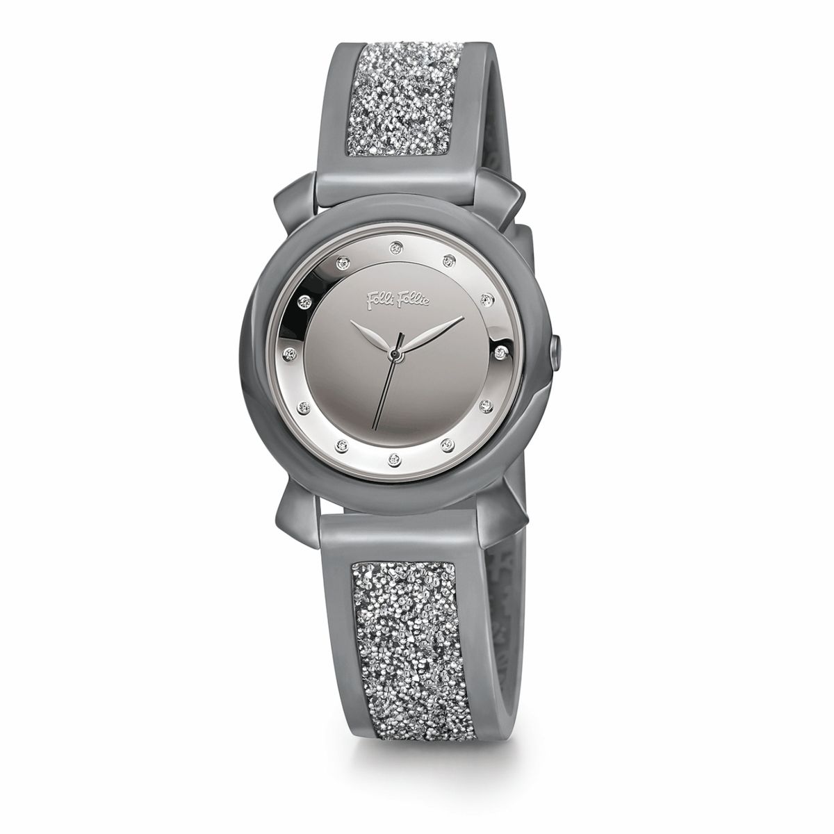 Funkelnde silberne Damenarmbanduhr