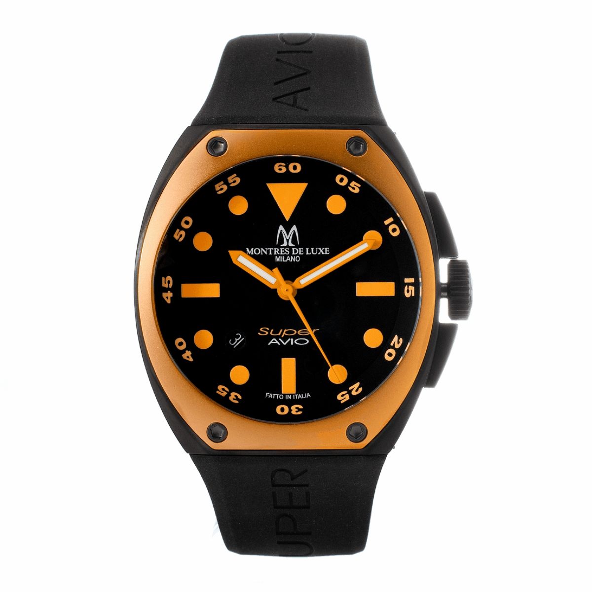 Sportliche Herrenuhr Schwarz und Orange