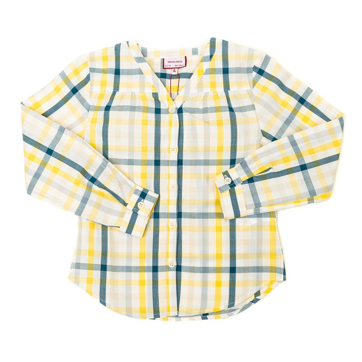 Langärmeliges Plaid-Mädchenhemd